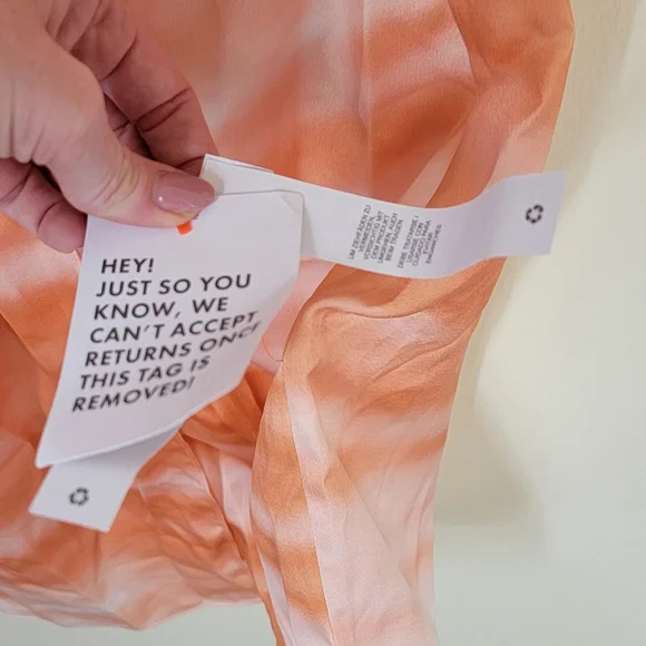 NWT Asos satin bandeau twist from midi dress orange dyed effect print size 8 - Picture 10 of 10